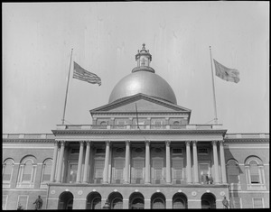 Mass State House - Flags half mast for Marshall Foch of France who died a great hero