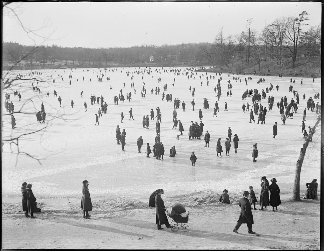 Skating crowd, Jamaica Pond Digital Commonwealth