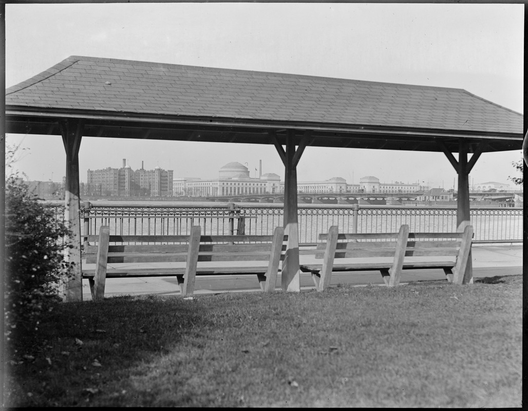 Benches with shelter, Charles River