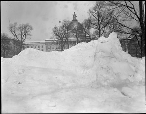 State House obscured by mound