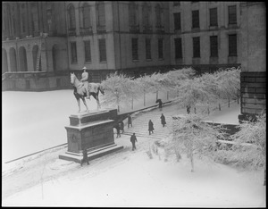 State House, Gen. Joseph Hooker's statue snow-covered