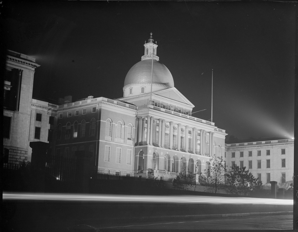 State House lighted up at night