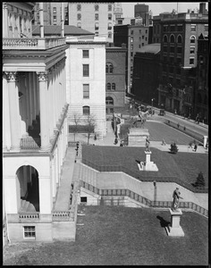 Bird's eye view of State House lawn and steps