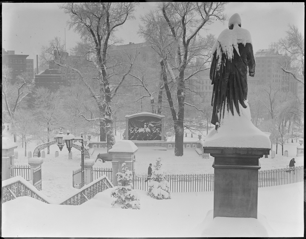 Snow-covered statues - State House