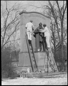 Wendell Phillips statue being cleaned