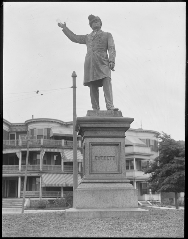 Edward Everett statue: decorated when prohibition went into effect, Dorchester, MA