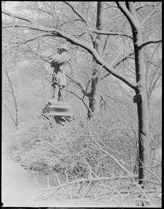 Col. Thomas Cass statue after a snowstorm - Boston Public Garden