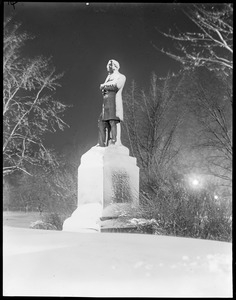 Sumner statue in winter: Public Garden