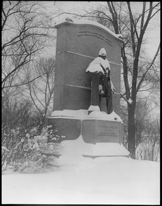 Wendell Phillips statue: winter
