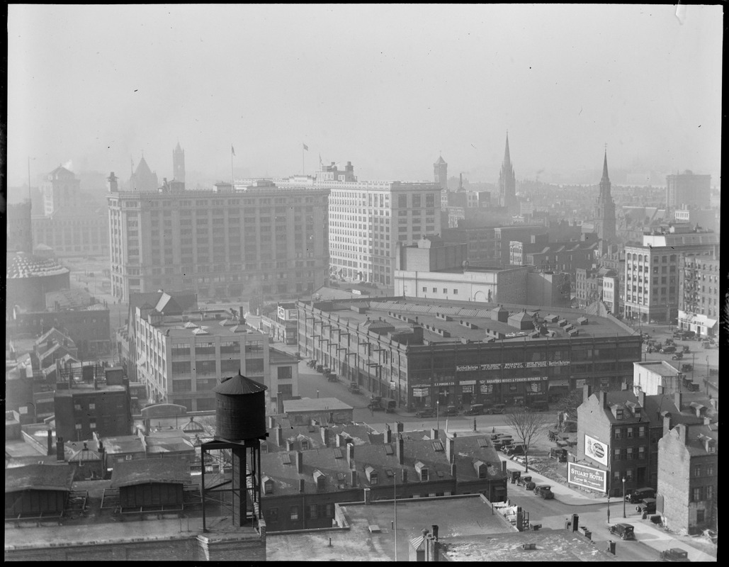 Bird's eye view of Park Square, including Motor Mart and Paine ...