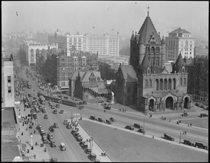 View from new Old South Belfry down Boylston, Copley Square