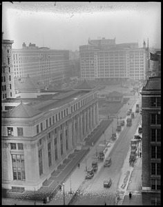 Stuart Street from corner of Clarendon, John Hancock Building to left