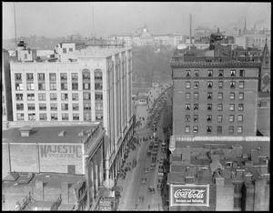 View up Tremont St. from Theatre District showing Little Building and Hotel Touraine