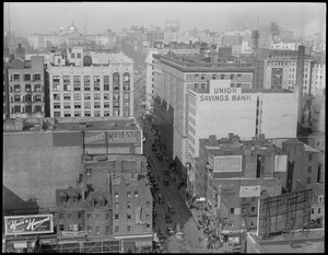 Tremont Street in the Theatre District, bird's eye toward State House