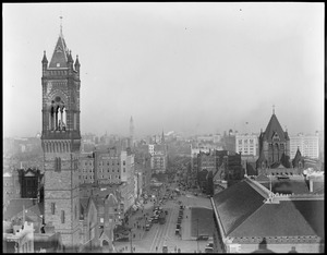 Looking down Boylston St. from Hotel Lenox - showing Copley Square