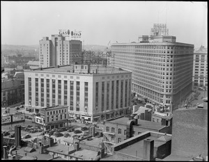 Park Square showing Hotel Statler and Motor Mart Garage