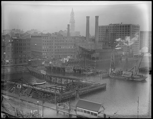 View of Fort Point Channel from Summer St., toward Custom House Tower