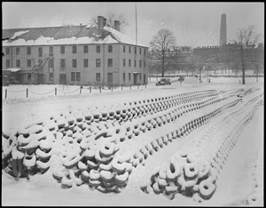 Snow-covered chains in Navy Yard