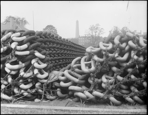 Charlestown, Bunker Hill Monument from Navy Yard through tons of chains