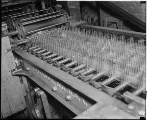 Charlestown Navy Yard/rope making. Center section of the breaker machine showing comb-like teeth that separate the hemp.