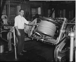 Charlestown Navy Yard/rope making. Henry Noyes with rope laying machine.