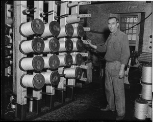 Charlestown Navy Yard/rope making. Jerry DeMinico forming the strands