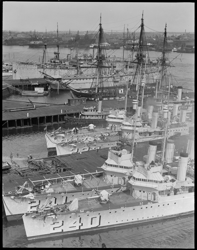 Ships moored at Charlestown Navy Yard