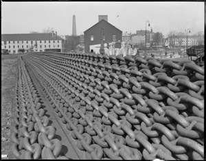 Tons of chain lined up at Charlestown Navy Yard