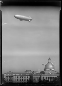 U.S. Navy blimp TC-14 over the State House