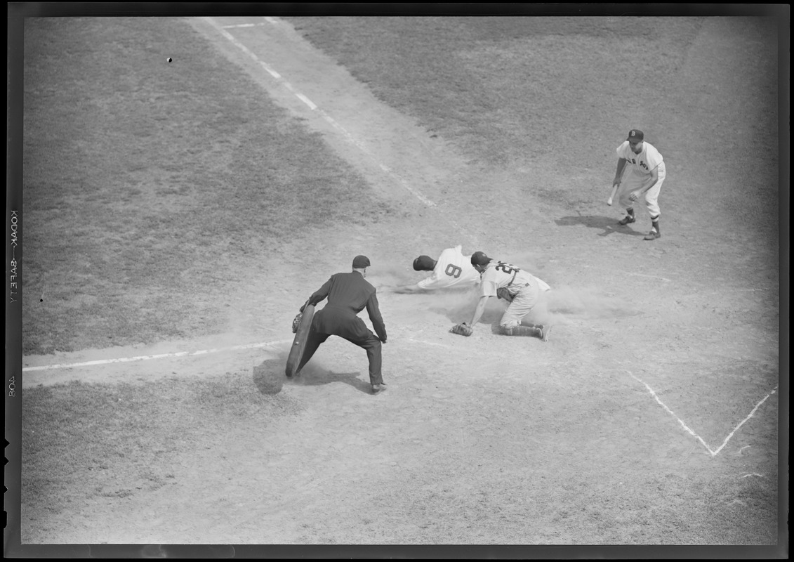 Ted Williams slides home vs. New York