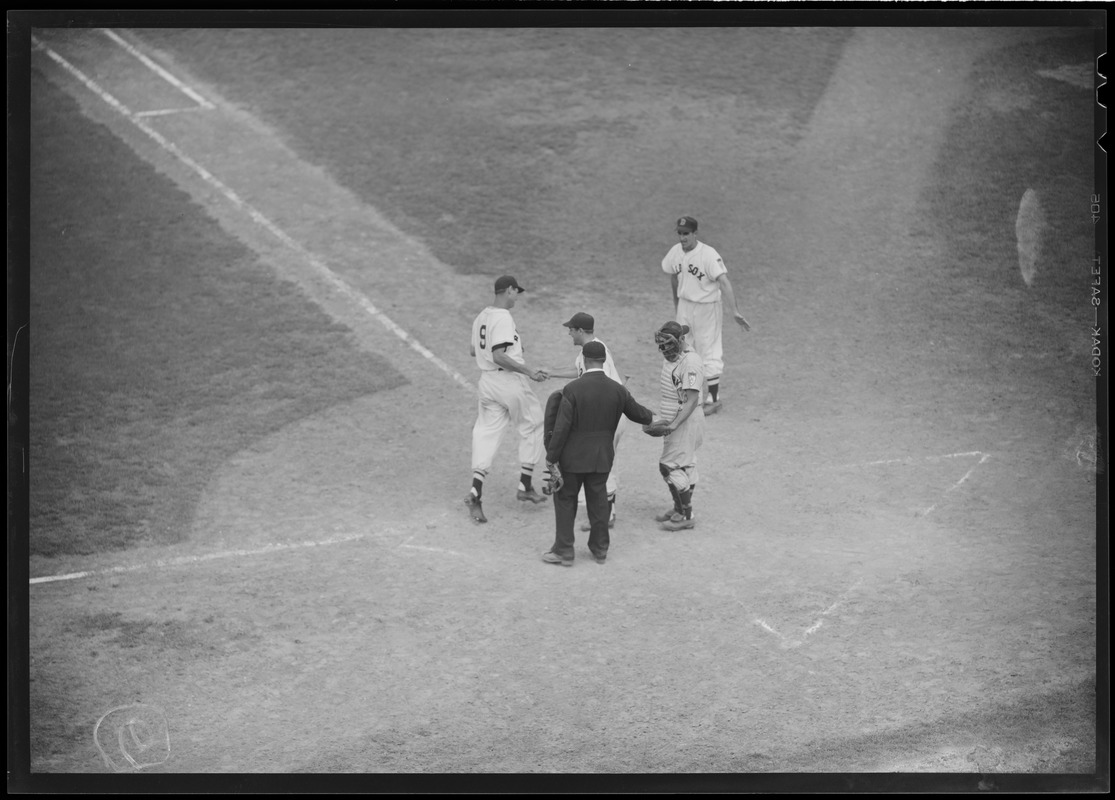 Ted Williams crosses the plate vs. New York