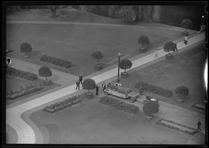 Men planting new flower bed in Public Garden