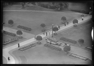 Men planting new flower bed in Public Garden