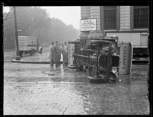 Bakery truck overturned at corner of Dartmouth and Warren in the South End