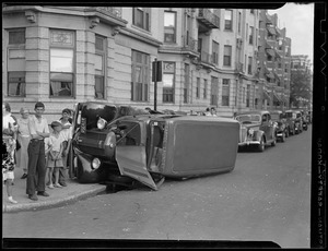 Capitol Laundry truck overturned