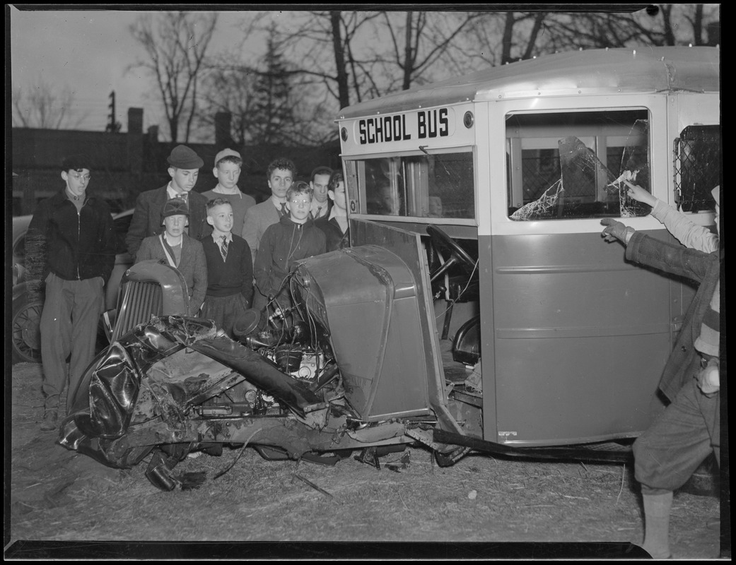 School bus crashes