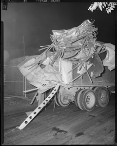 Truck trailer hits railroad overpass, Quincy St. Dorchester