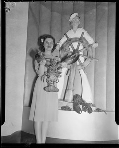 Woman with lobsters