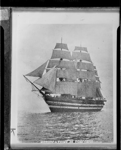 Photograph of half-tone image of sailing ship (two images)