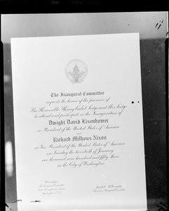 Invitation to inauguration of Dwight D. Eisenhower