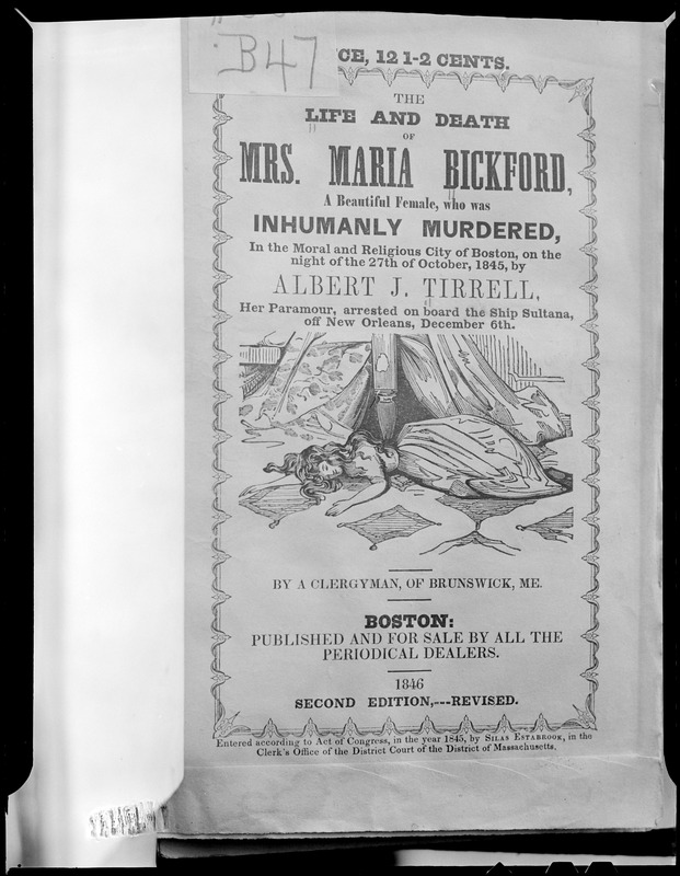 Book cover: The Life and Death of Mrs. Maria Bickford. - pub. 1846
