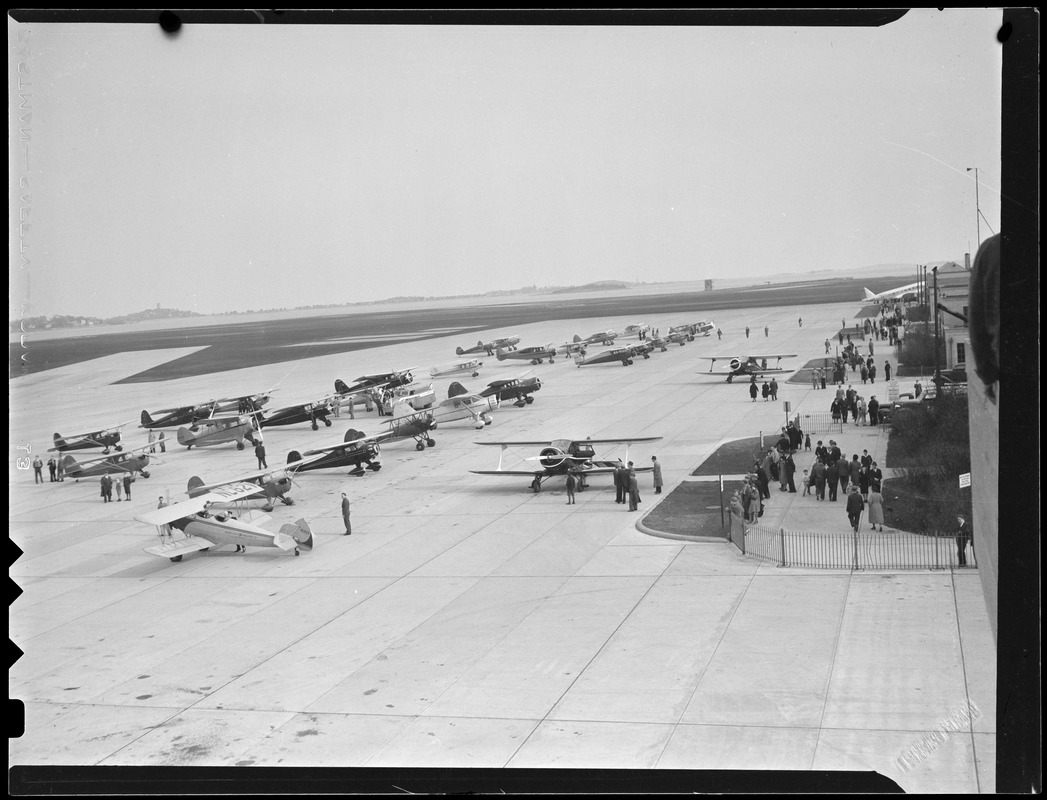 Planes on runway, E. Boston airport