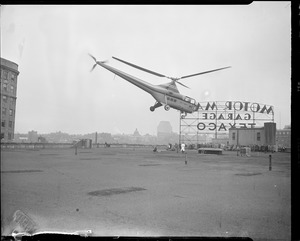 Skyway helicopter landing on Motor Mart Garage, Park Square