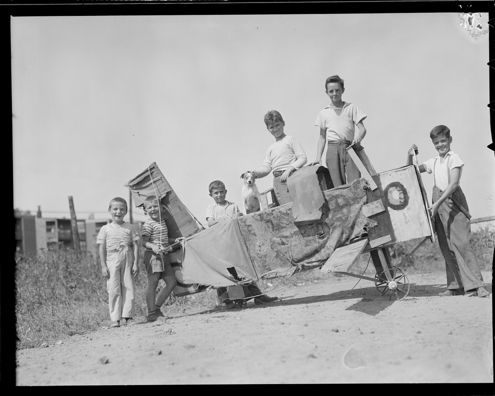 Kids with home-made plane, Savin Hill