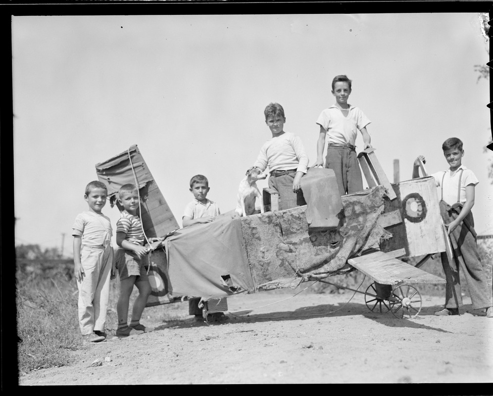 Kids with home-made plane, Savin Hill