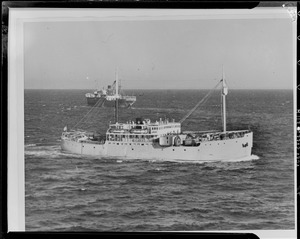 Byrd's ship North Star and arctic vehicle, South Boston Army Base