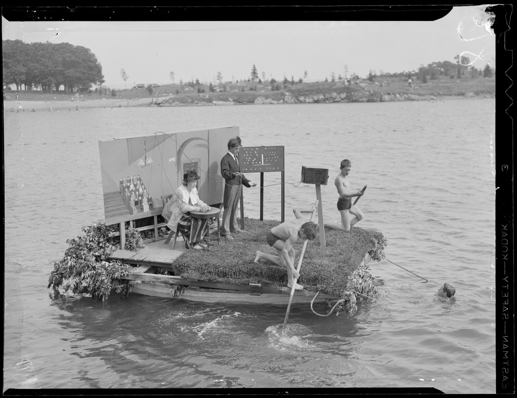 Floats in the Salem Water Carnival at Smith Pool