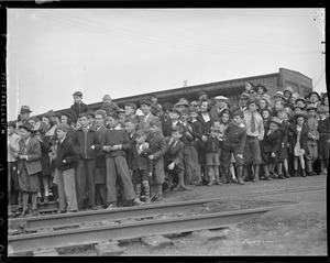 Kids waiting for the circus to arrive at RR Yards in Charlestown