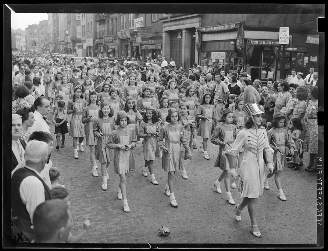 Parade with marching girls - baton twirlers?