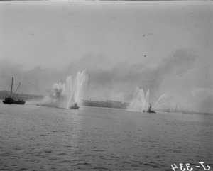 Fireboats on display, Boston Harbor